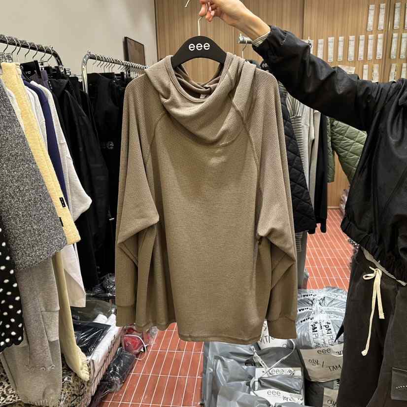 E/E/E東大門㊣直郵女裝新品時尚真品休閑熱賣衛衣華夫格兜帽E/E/E衛衣