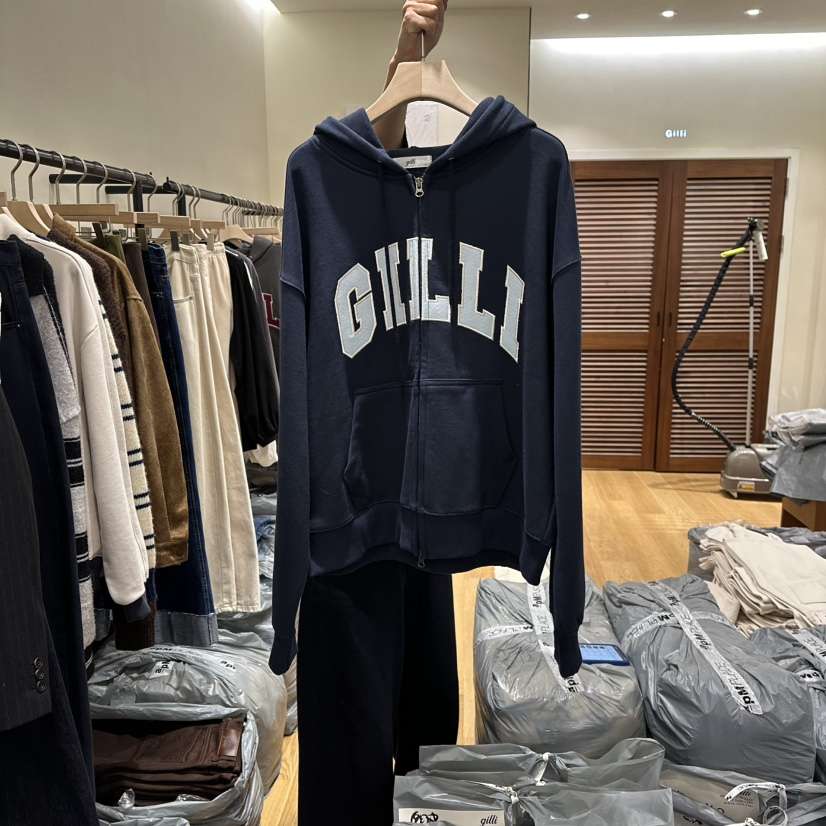 GILLI東大門㊣代購女士新品25秋冬時尚人氣職業夾克拉鏈兜帽GILLI夾克
