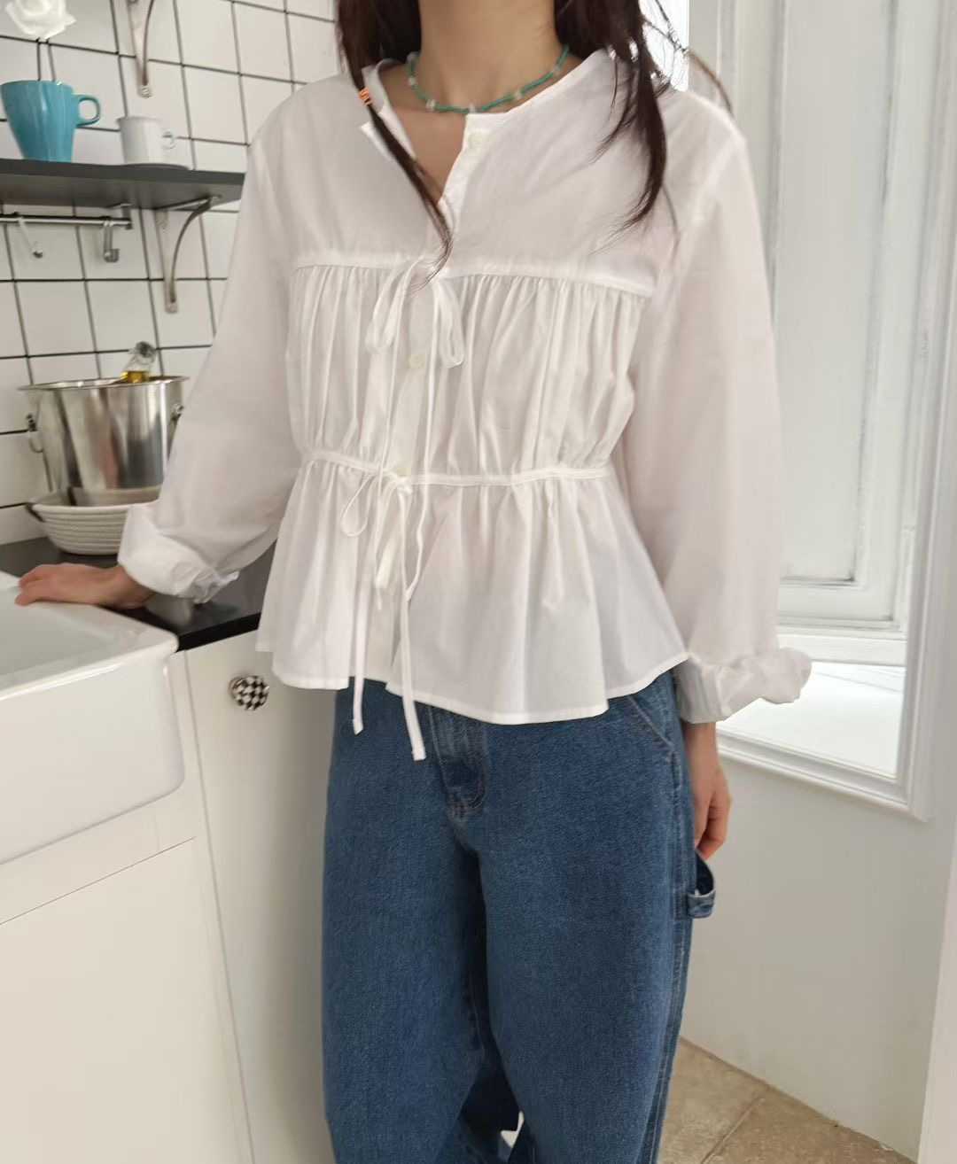STANDING東大門㊣實拍女裝新款時尚推薦職業休閑襯衫蕾絲衫STANDING襯衫/蕾絲衫