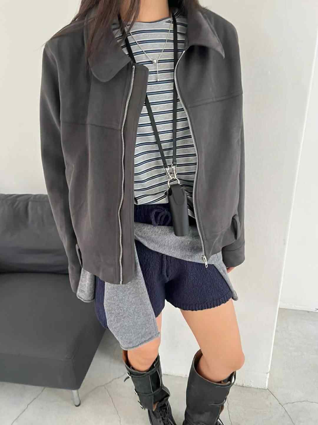 REGULAR韓國代購㊣女裝新款人氣熱賣推薦職業時尚夾克絨面革REGULAR夾克