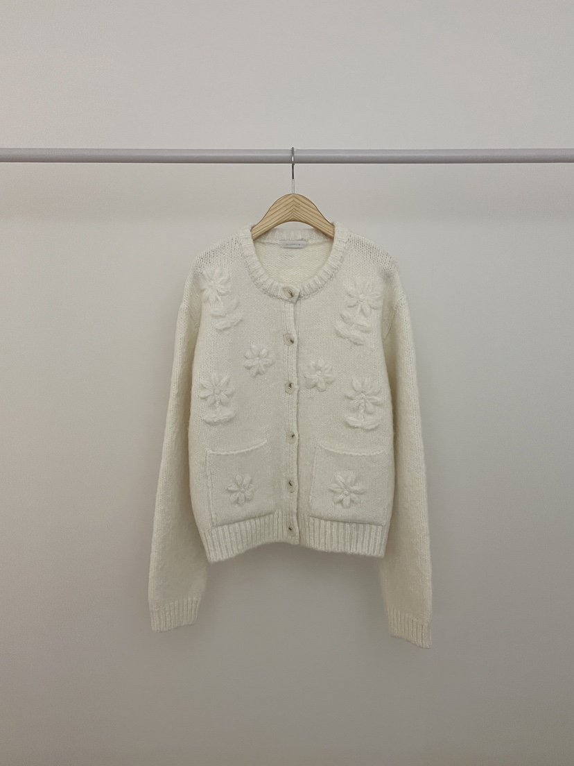 RE:OPENING韓國代購㊣女裝新品休閑25秋冬毛衣手工刺繡花朵RE:OPENING毛衣