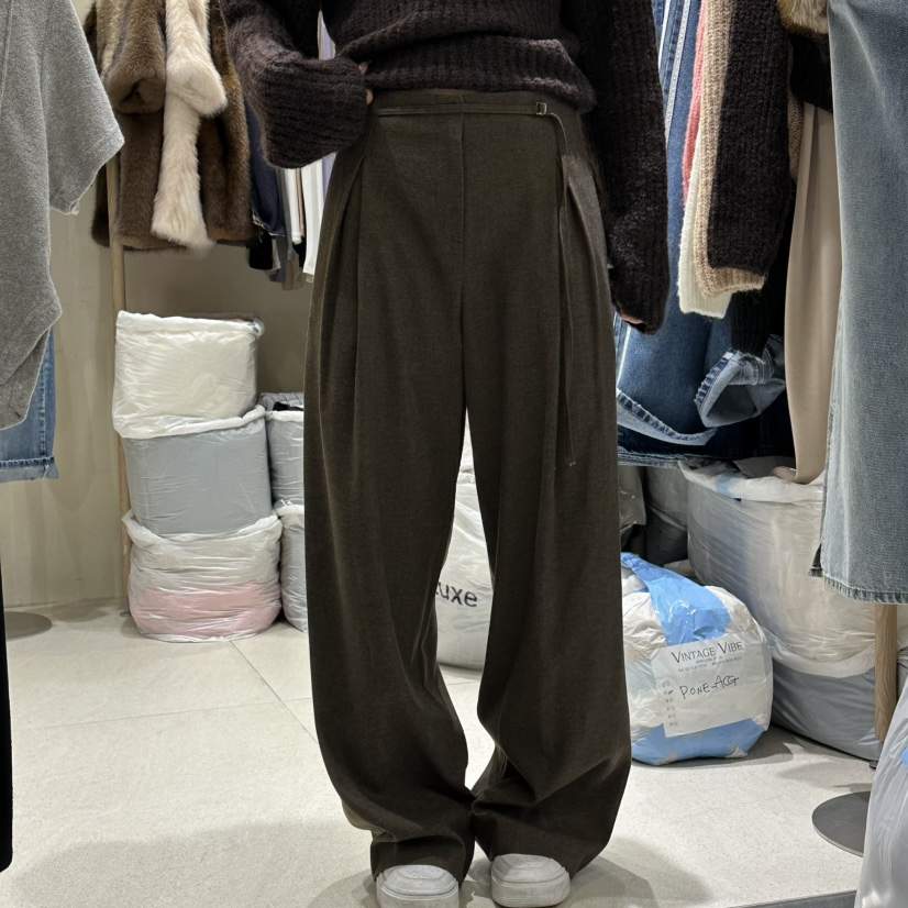 VINTAGE VIBE東大門㊣代購女裝新款推薦時尚職業休閑褲系腰帶VINTAGE VIBE休閑褲