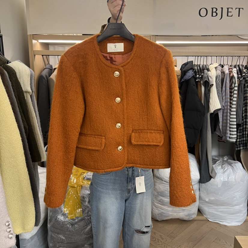OBJET韓國代購㊣女士新品時尚職業休閑真品25秋冬人氣推薦夾克love us u/OBJET夾克