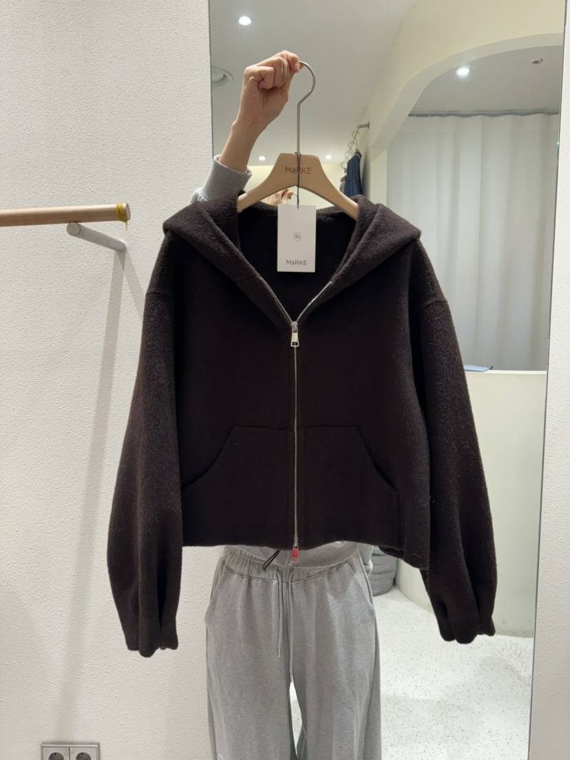 MARKE-P東大門㊣代購女裝新款時尚真品人氣夾克羊毛拉鏈連帽MARKE-P夾克
