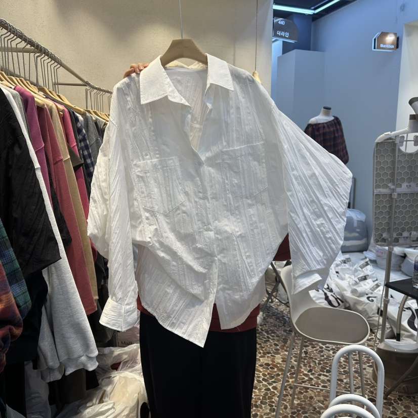 THE LINE-Q東大門㊣直郵女士新款25秋冬休閑真品襯衫蕾絲衫THE LINE-Q襯衫/蕾絲衫