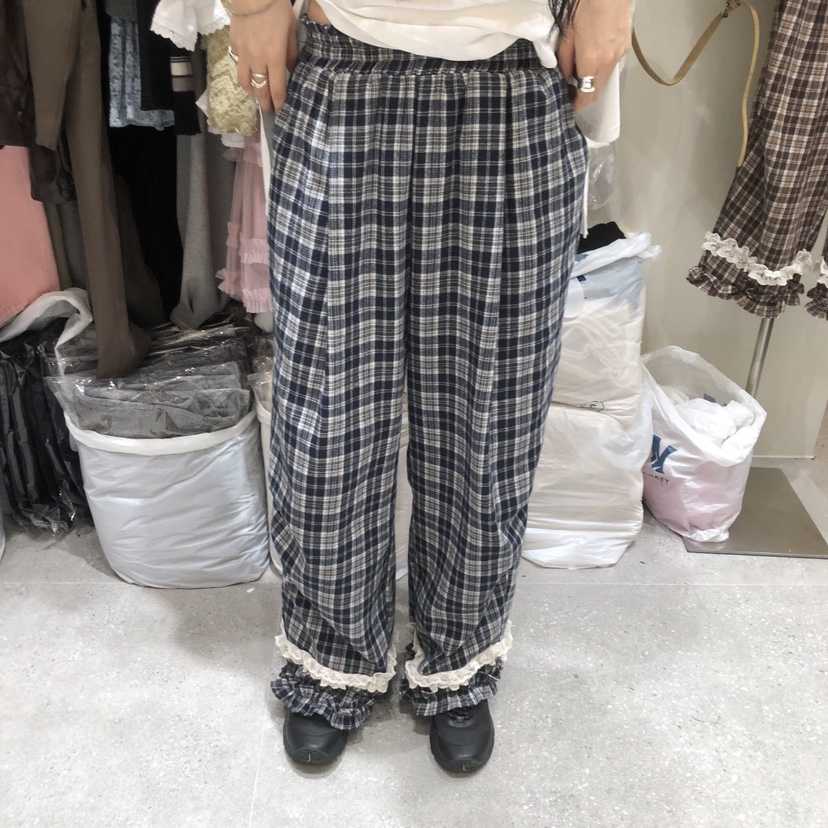 BY FLOW韓國直郵㊣女士新品人氣職業熱賣時尚真品休閑褲格紋BY FLOW休閑褲