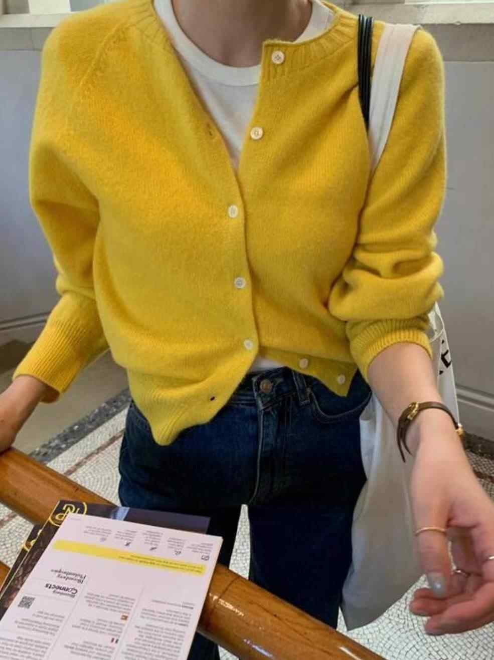 COME HERE韓國代購㊣女士新款人氣熱賣休閑25秋冬針織衫開衫COME HERE針織衫