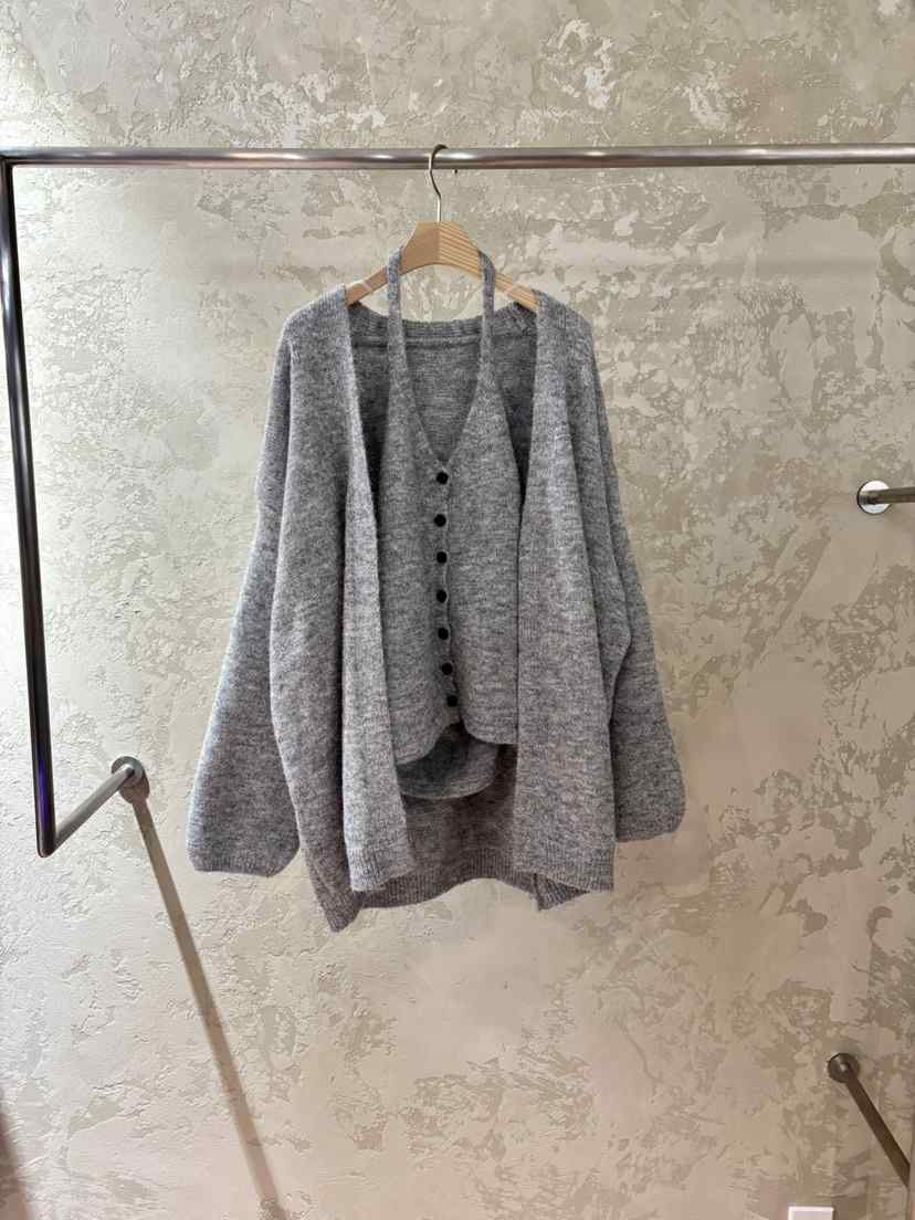 PIN-UP韓國代購㊣女士新品25秋冬推薦真品職業套裝掛脖開衫PIN-UP套裝