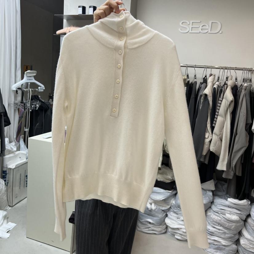 LEESEED-A韓國代購㊣女士新款時尚人氣休閑長袖T恤兜帽紐扣SEeD/LEESEED長袖T恤