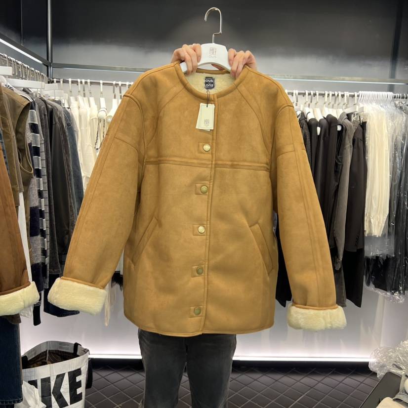 OUS/INCH-L東大門㊣實拍女士新品25秋冬人氣推薦夾克麂皮OUS/INCH夾克