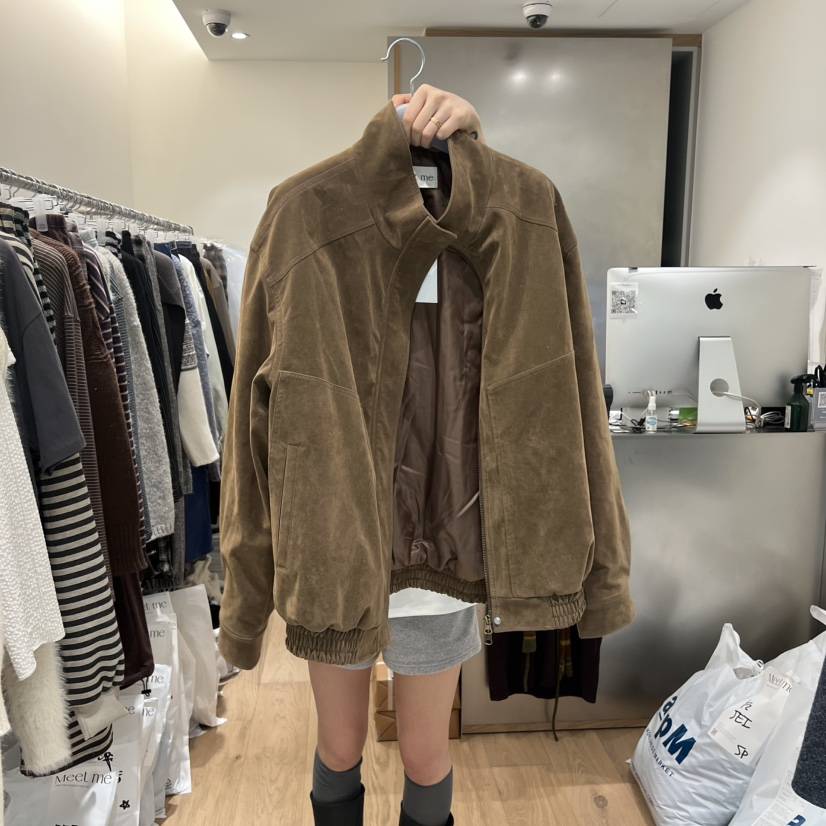 MEET ME韓國直郵㊣女裝新品推薦真品人氣25秋冬夾克絨面革高領MEET ME夾克