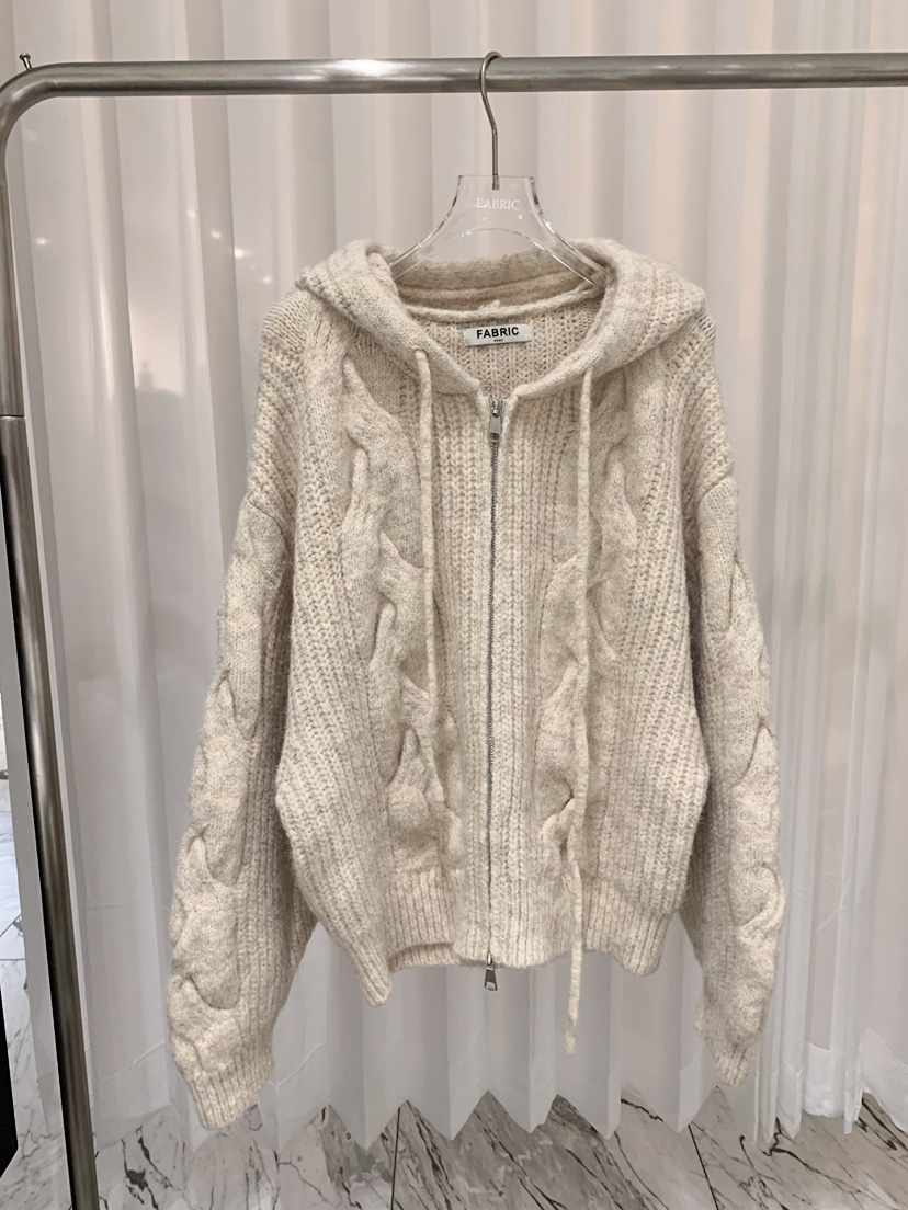 FABRIC東大門㊣代購女裝新款熱賣休閑時尚25秋冬毛衣拉鏈連帽FABRIC毛衣