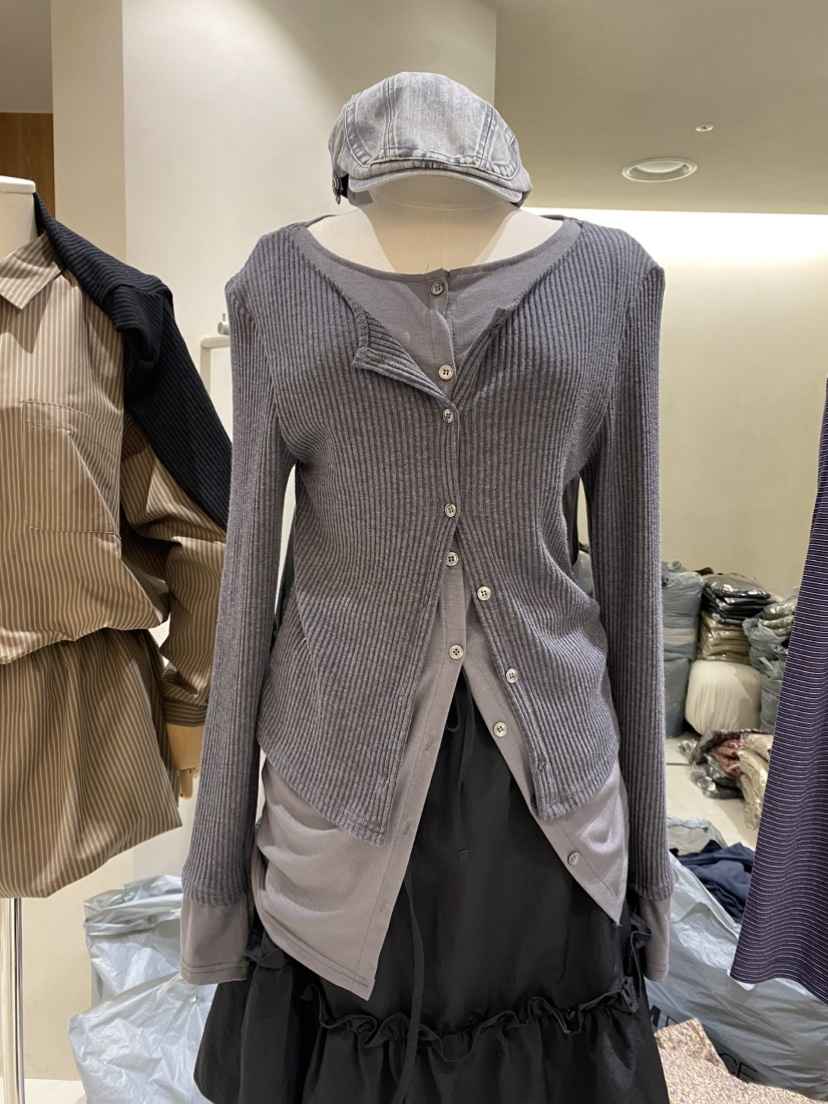 LUMEN-P韓國直郵㊣女士新款休閑真品人氣職業長袖T恤假兩件LUMEN-P長袖T恤