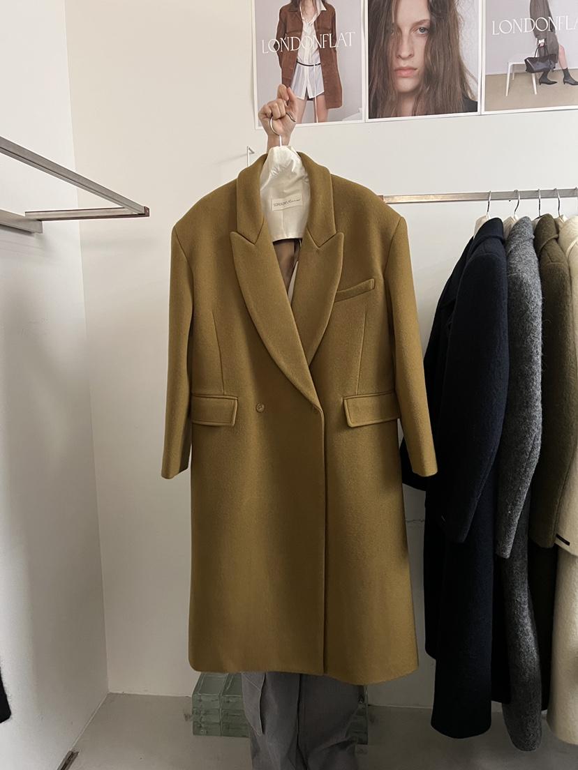LONDON FLAT東大門㊣代購女士新品時尚25秋冬中長款大衣雙層LONDON FLAT中長款大衣