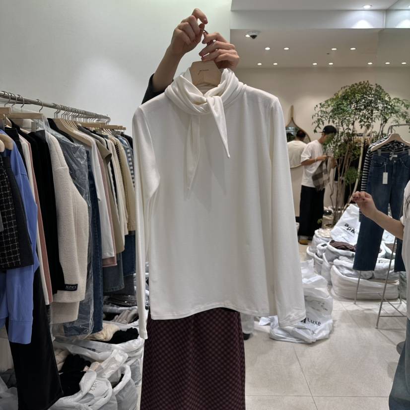 GRACIA東大門㊣實拍女士新款人氣時尚推薦職業休閑長袖T恤圍巾GRACIA長袖T恤