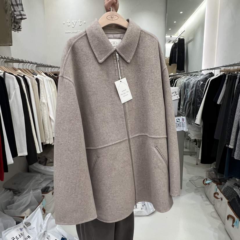 TAKE YOUE TIME韓國代購㊣女裝新品25秋冬中長款大衣不含內搭拉鏈TAKE YOUE TIME中長款大衣