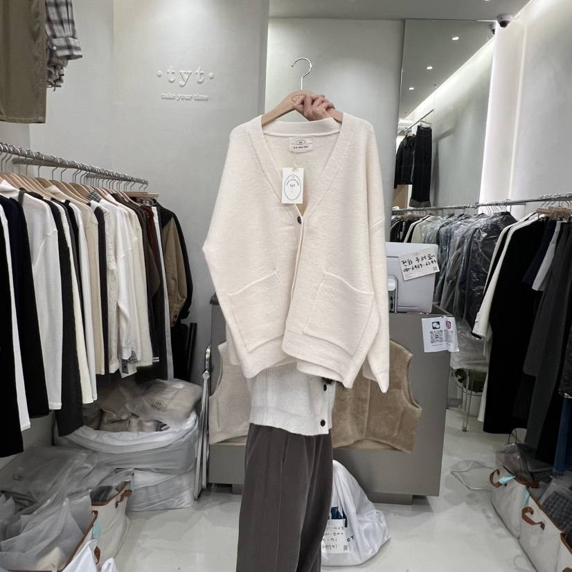 TAKE YOUE TIME東大門㊣直郵女裝新品人氣針織衫V領寬松開衫TAKE YOUE TIME針織衫