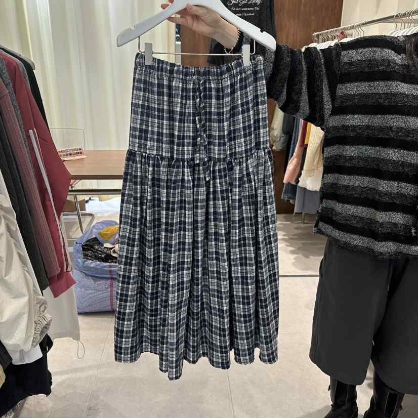BUCKLE東大門㊣實拍女裝新款人氣職業休閑真品長裙格紋長款BUCKLE長裙