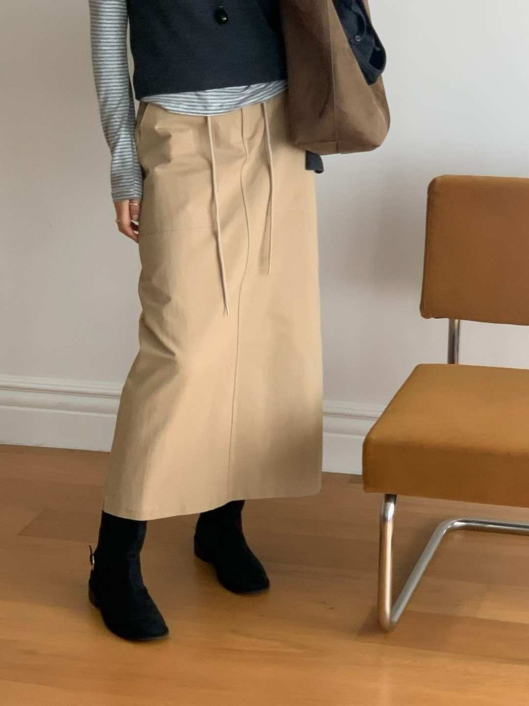FLAT WHITE東大門㊣實拍女士新款職業時尚人氣25秋冬真品長裙FLAT WHITE長裙