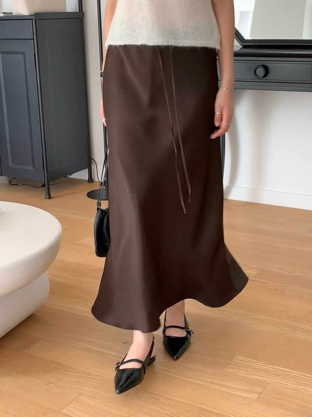 FLAT WHITE韓國代購㊣女士新品休閑職業真品推薦人氣時尚長裙FLAT WHITE長裙