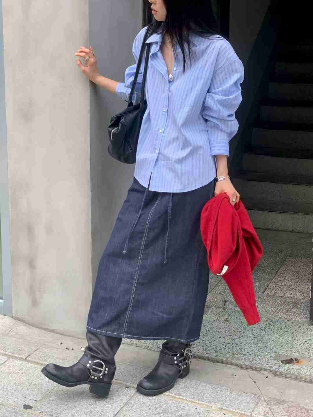 FLAT WHITE東大門㊣代購女裝新品人氣25秋冬休閑推薦職業長裙FLAT WHITE長裙