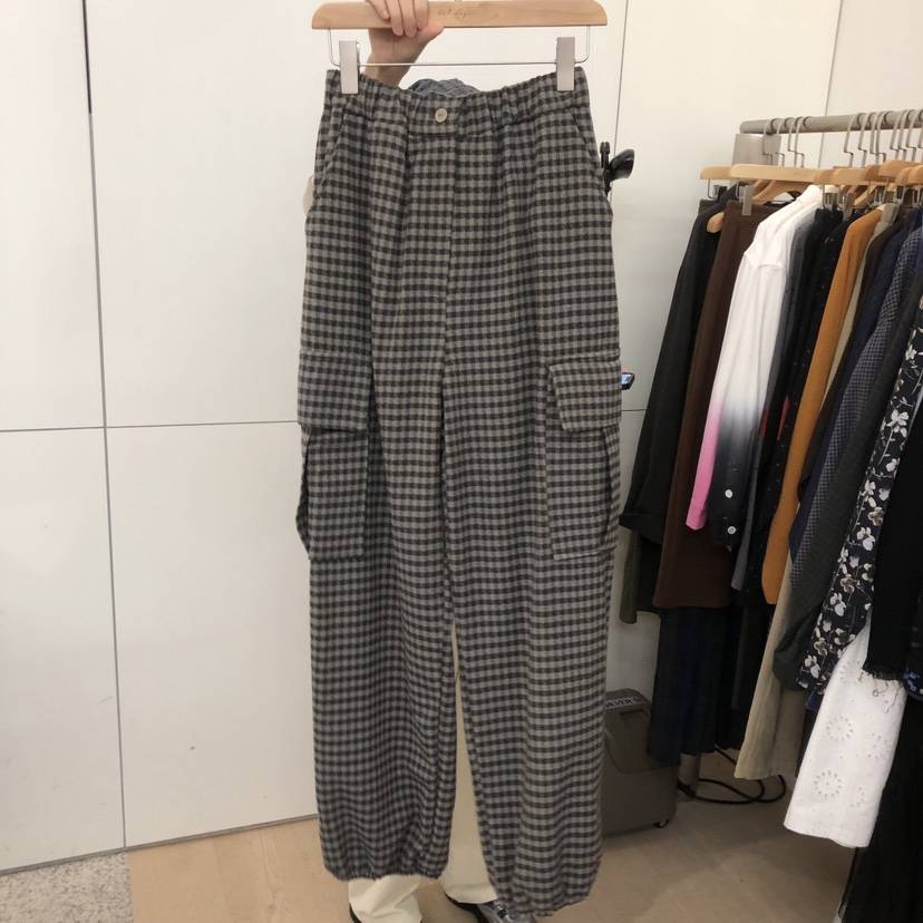 DOHWAJI東大門㊣實拍女裝新品休閑人氣休閑褲工裝褲羊毛格紋DOHWAJI休閑褲