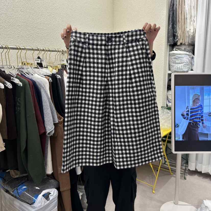 DRAWING韓國直郵㊣女裝新款時尚休閑職業熱賣推薦25秋冬短褲格紋DRAWING短褲