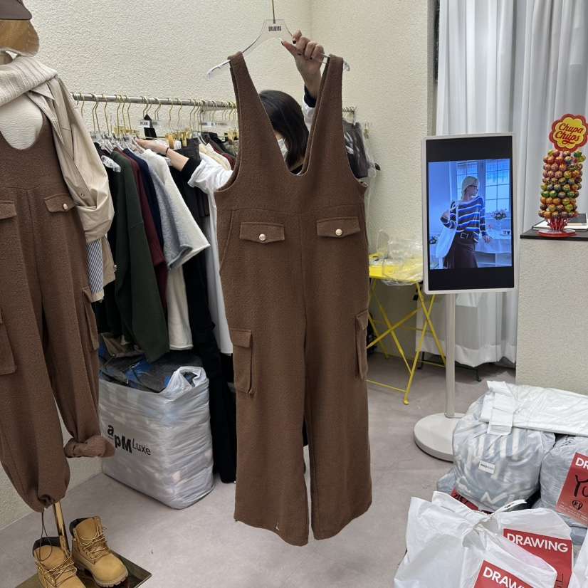 DRAWING東大門㊣直郵女裝新品熱賣25秋冬推薦人氣連體褲粗花呢DRAWING連體褲