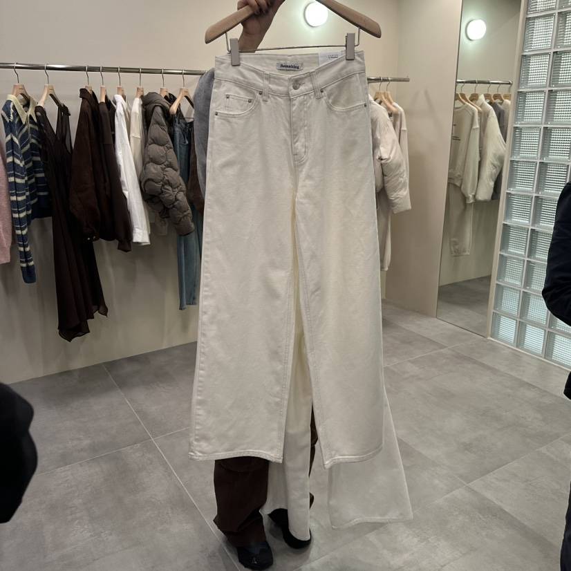 URBANSTORY/REMAKING東大門㊣實拍女裝新款職業休閑褲奶油色口袋羊毛Remaking/URBANSTORY休閑褲
