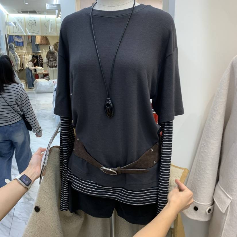 RUMIRU/AWEAR東大門㊣代購女裝新品職業長袖T恤不含配飾假兩件awear/RUMIRU長袖T恤