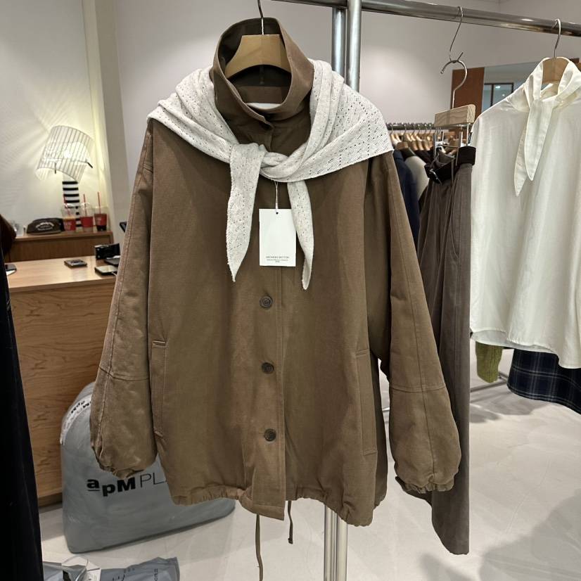 ANDMORE BUTTON東大門㊣直郵女士新款真品25秋冬夾克不含圍巾ANDMORE BUTTON夾克