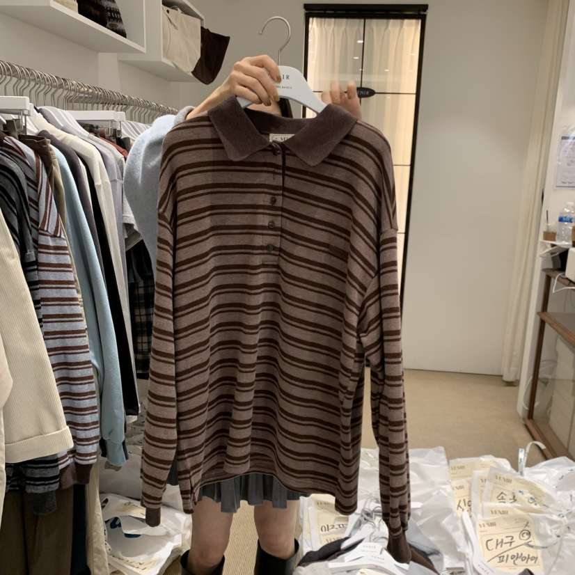 VENIR-a韓國代購㊣女裝新款休閑25秋冬真品推薦職業長袖T恤VENIR-a長袖T恤