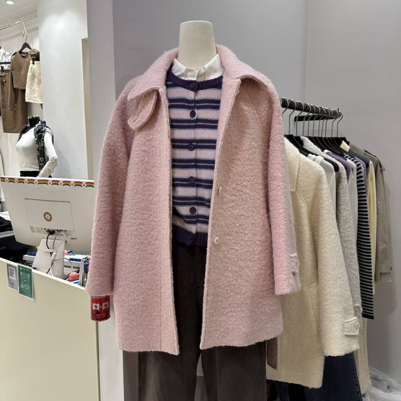 MUSHROOM EFFECT韓國直郵㊣女士新品熱賣中長款大衣含腰帶MUSHROOM EFFECT中長款大衣
