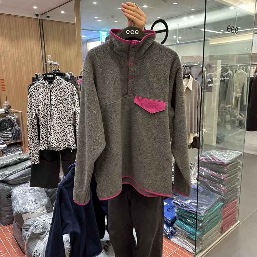 E/E/E東大門㊣代購女裝新品人氣休閑衛衣口袋毛絨羊毛保暖E/E/E衛衣