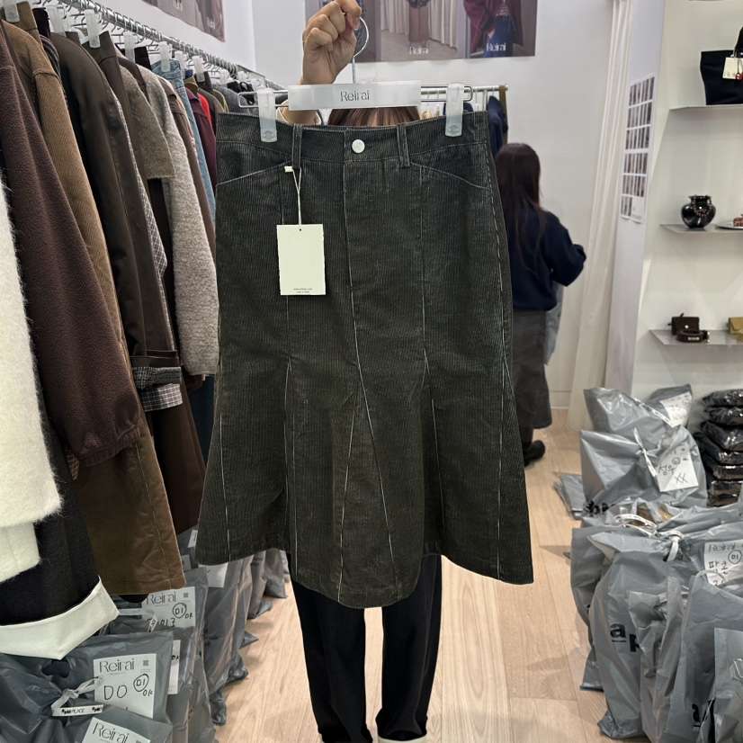 REIRAI東大門㊣代購女裝新品人氣推薦25秋冬半身裙中短裙燈芯絨Reirai半身裙/中短裙