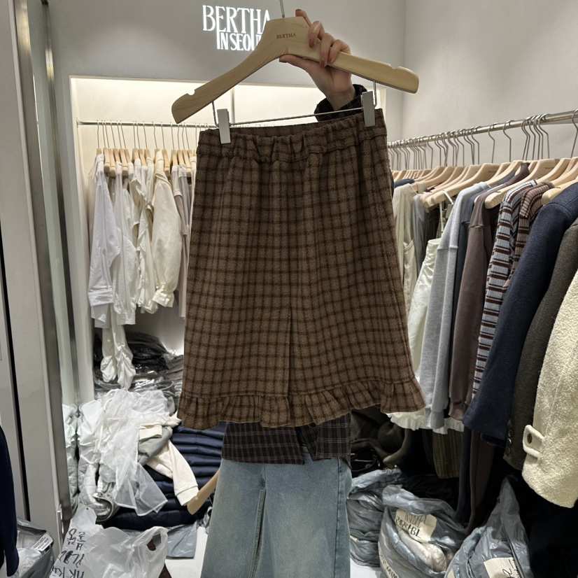 BERTHA韓國直郵㊣女裝新品人氣時尚職業25秋冬半身裙中短裙格紋BERTHA半身裙/中短裙
