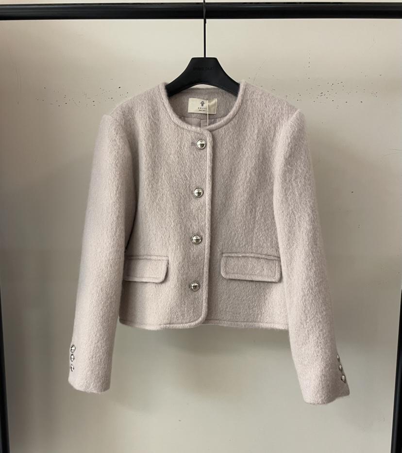 OBJET東大門㊣直郵女士新品職業25秋冬真品時尚夾克馬海毛花呢love us u/OBJET夾克