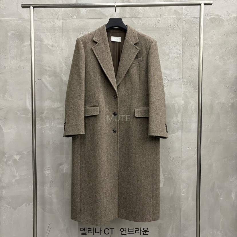 MUTE-P韓國代購㊣女士新品休閑時尚25秋冬人氣職業中長款大衣MUTE中長款大衣