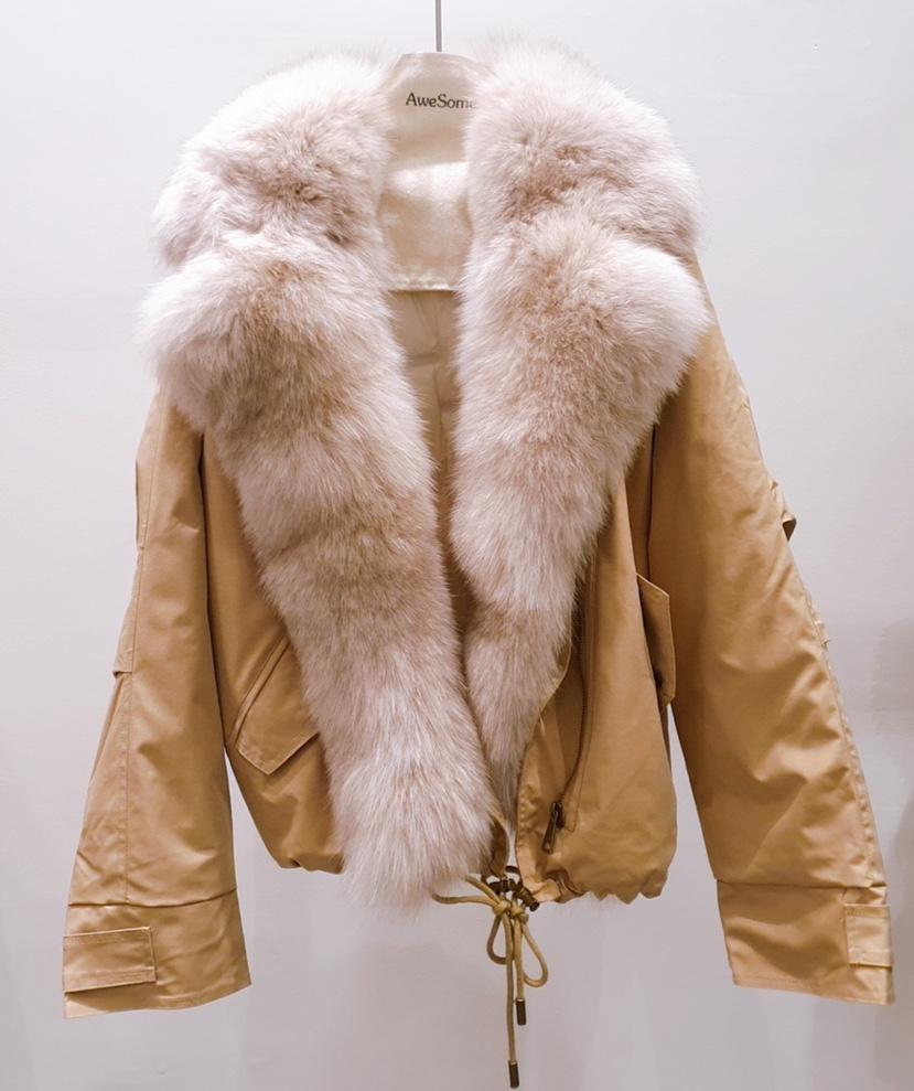 AWESOME-P東大門㊣直郵女裝新品休閑25秋冬熱賣夾克狐貍夾棉AWESOME-P夾克