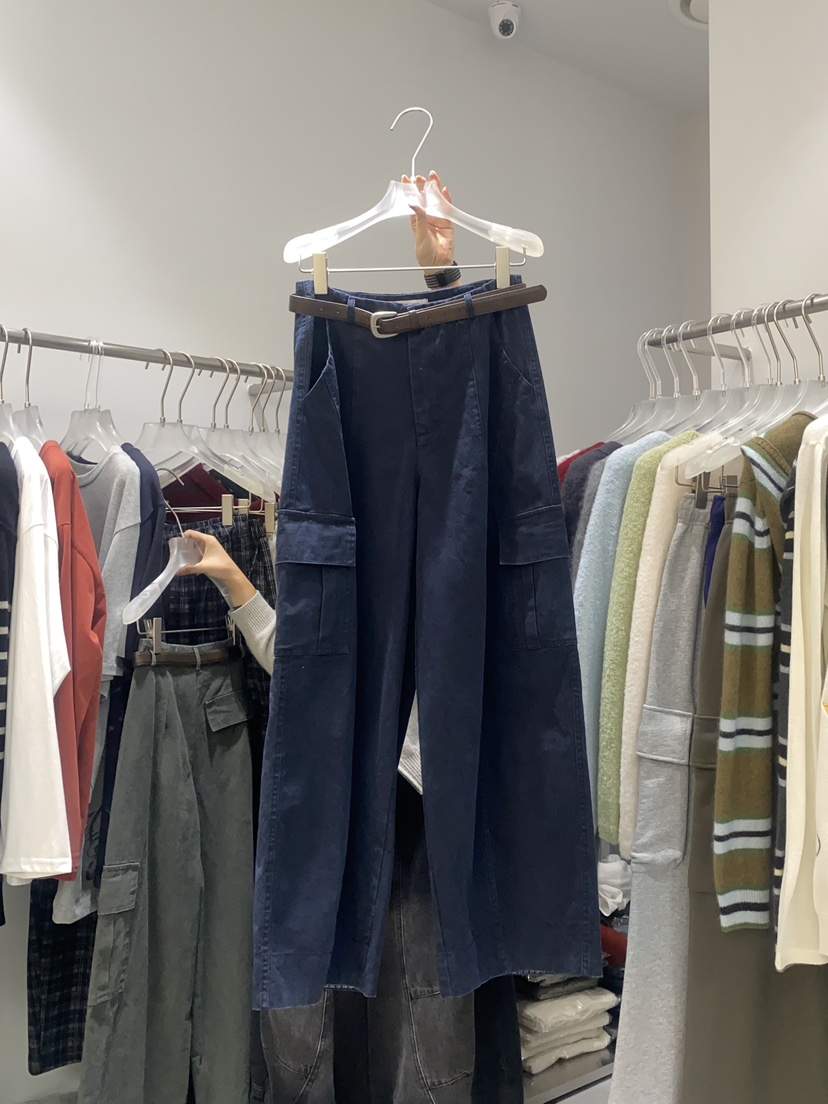 LOOKK韓國代購㊣女裝新款時尚真品熱賣25秋冬休閑褲含腰帶格紋LOOKK休閑褲