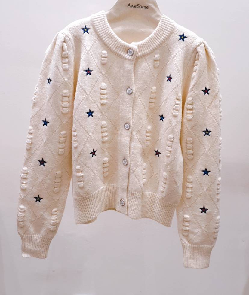 AWESOME-P東大門㊣直郵女裝新品時尚熱賣25秋冬針織衫刺繡開衫AWESOME-P針織衫