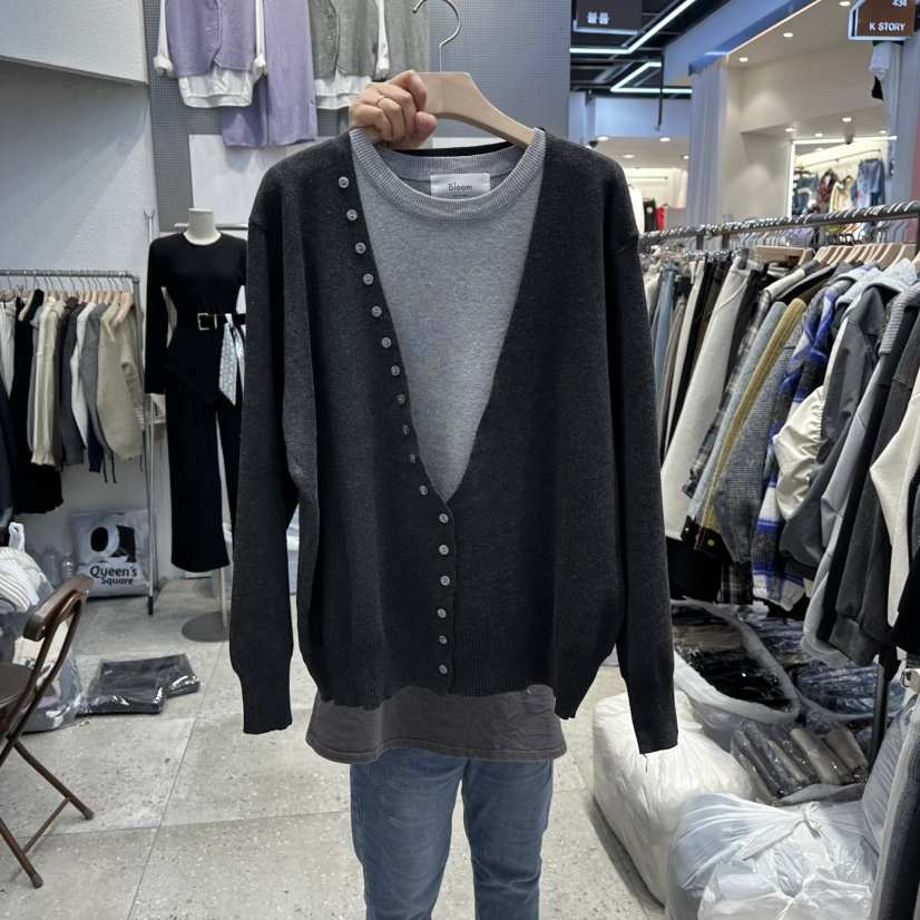 BLOOM東大門㊣直郵女裝新品25秋冬熱賣套裝兩件套套裝開衫紐扣BLOOM-Q套裝