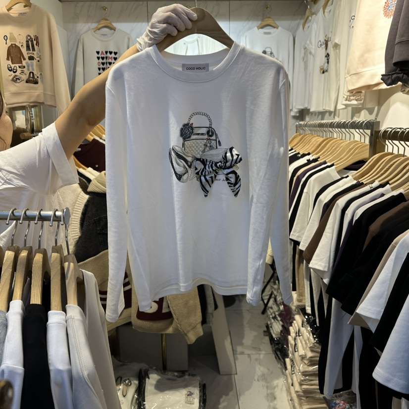 COCO HOLIC東大門㊣實拍女士新品25秋冬職業人氣推薦長袖T恤COCO HOLIC長袖T恤