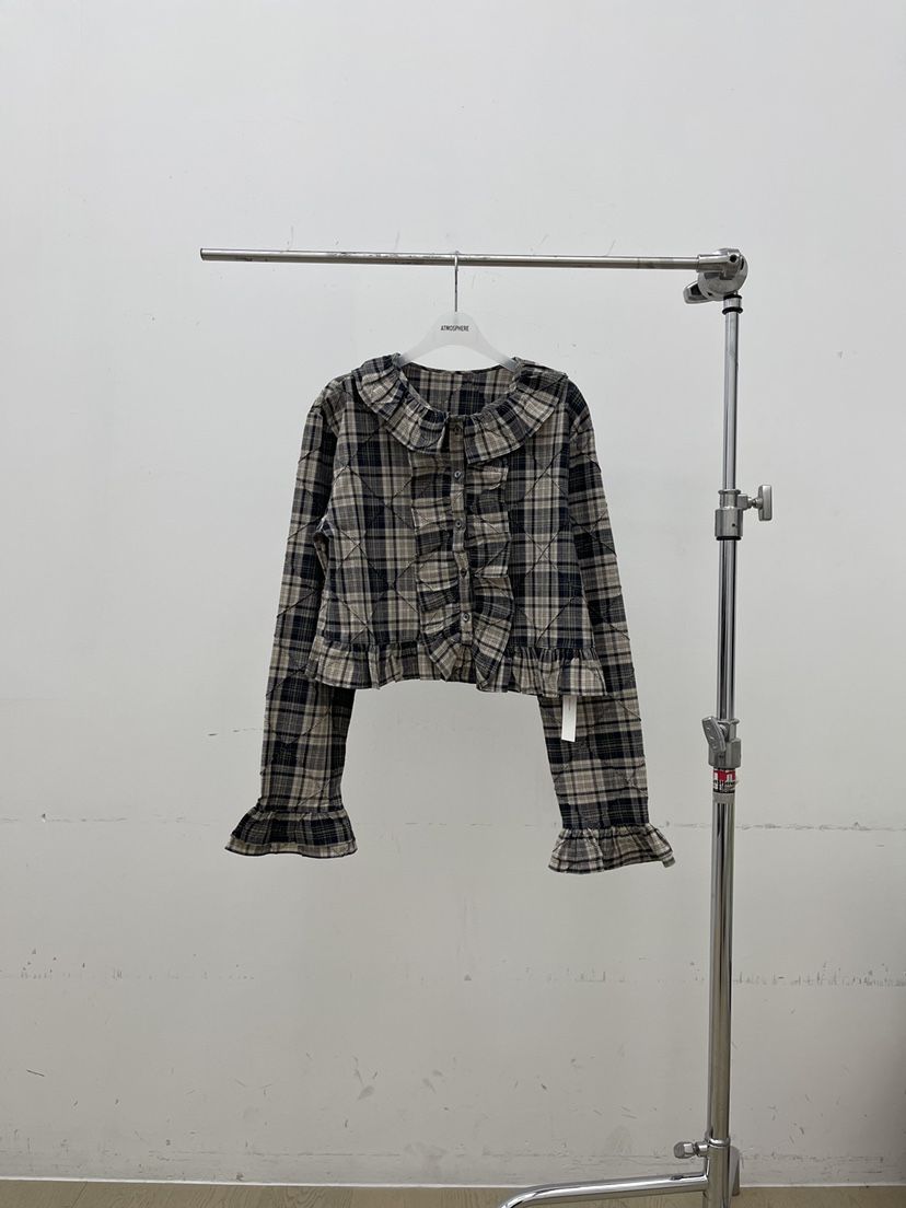 ATMOSPHERE韓國直郵㊣女裝新品真品時尚推薦襯衫蕾絲衫格紋ATMOSPHERE/BLING襯衫/蕾絲衫