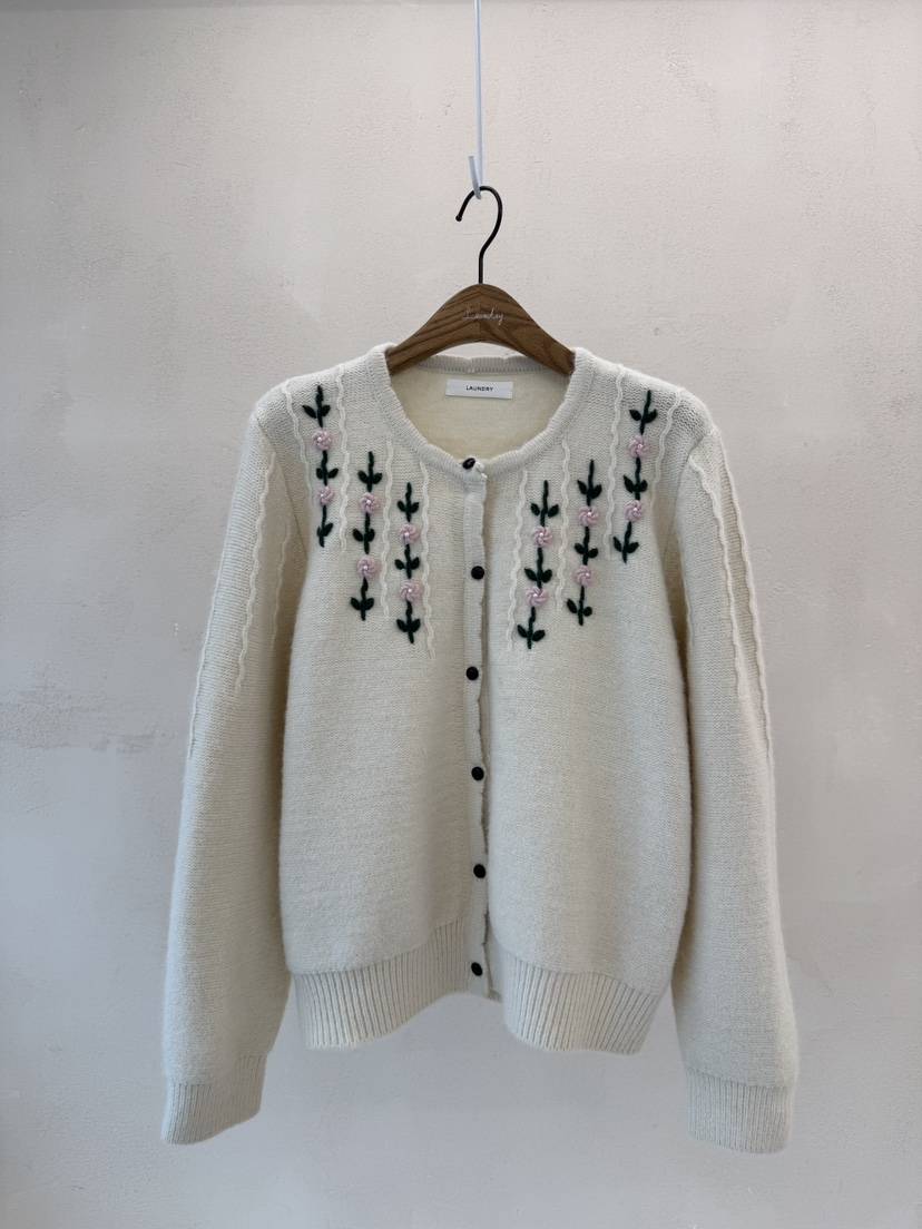 LAUNDRY韓國直郵㊣女士新品職業休閑25秋冬針織衫刺繡花朵開衫LAUNDRY針織衫