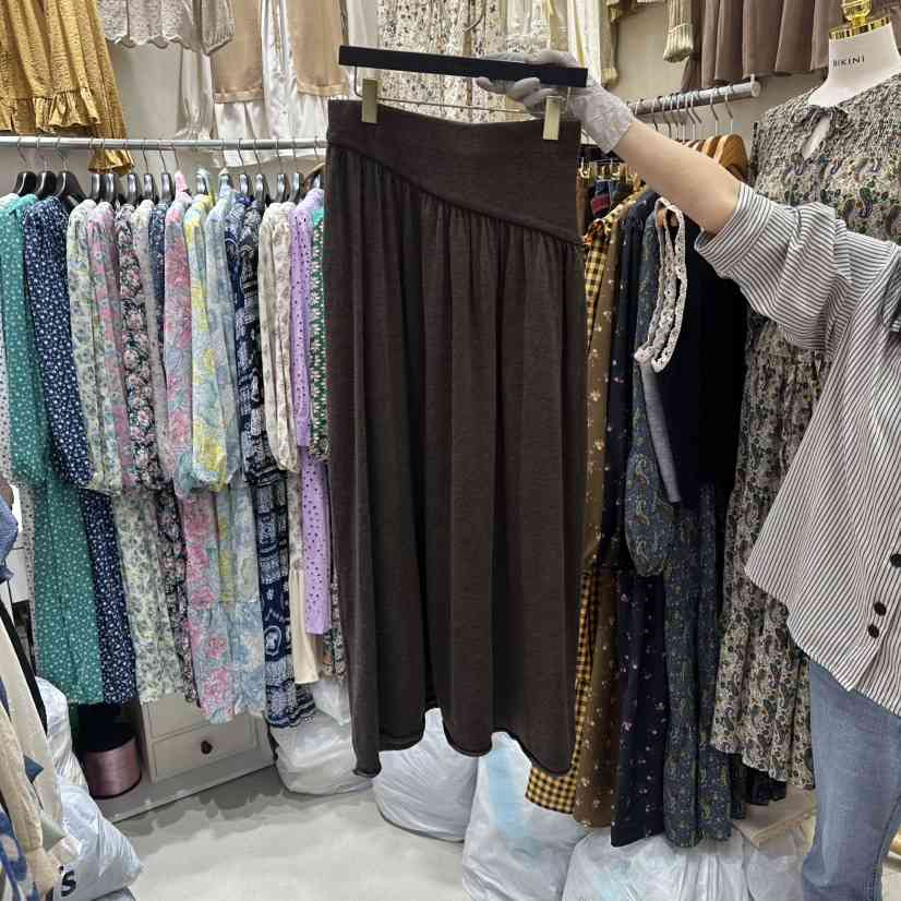 BIKINI東大門㊣實拍女士新品推薦職業真品25秋冬休閑長裙褶皺BIKINI長裙