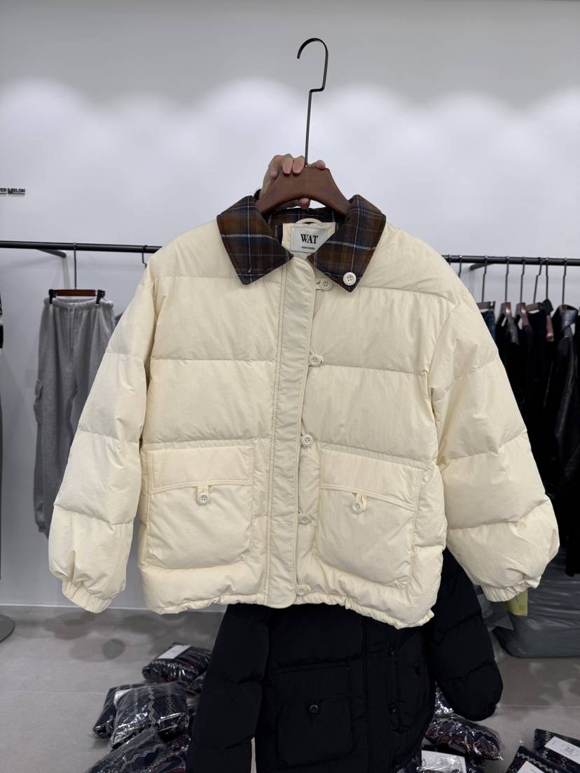 WATERMELON東大門㊣實拍女裝新款時尚25秋冬短款羽絨服格子WATER MELON短款羽絨服