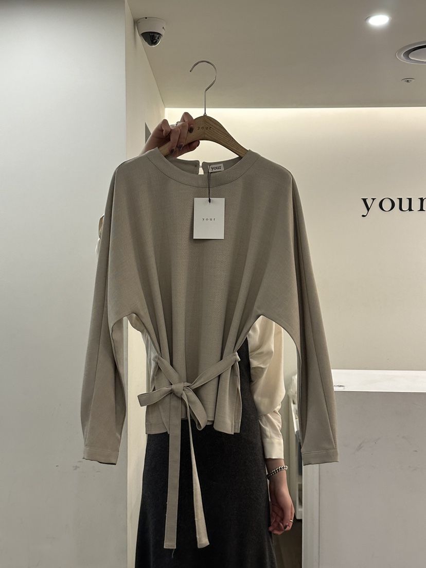 YOUR-P韓國直郵㊣女士新品25秋冬時尚熱賣襯衫蕾絲衫含腰帶YOUR-P襯衫/蕾絲衫