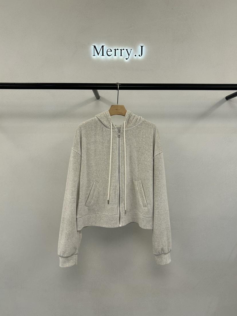 MERRY-J韓國代購㊣女士新品真品25秋冬衛衣天鵝絨拉鏈柔軟MERRY-J衛衣