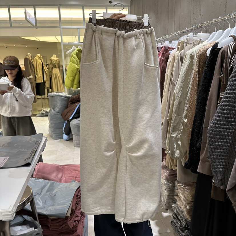 MIXXIN韓國直郵㊣女裝新款時尚休閑褲不含腰帶加絨羊毛拼色MIXXIN休閑褲